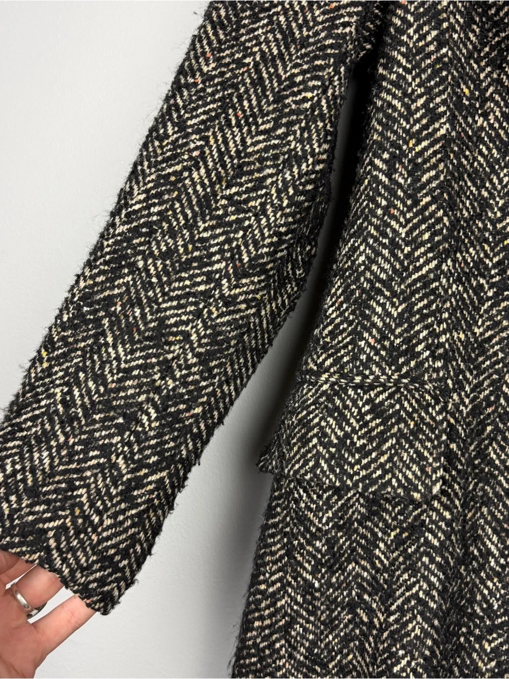 Zara Tweed Textured Button Wool Blend Coat